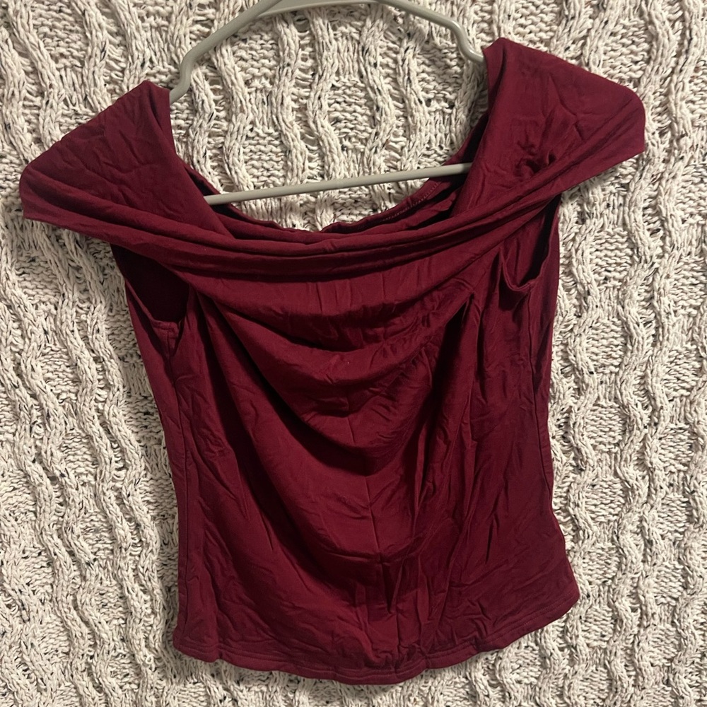 Elegant Burgundy Off-Shoulder Blouse